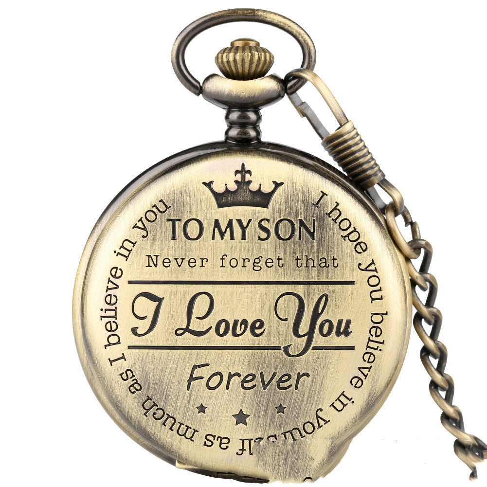 Engraved Vintage Commemorative Quartz Gift Pocket Watch