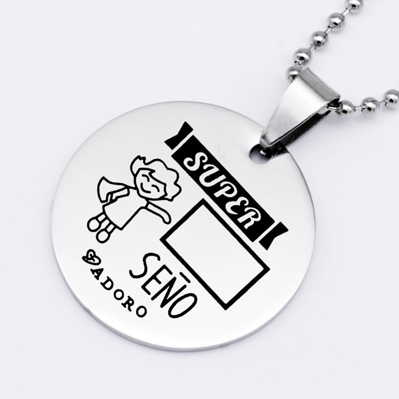 Cute Cartoon Best Teacher Stainless Steel Necklace