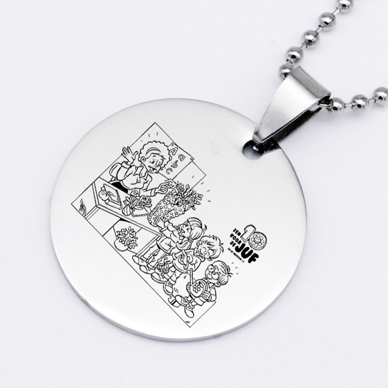 Cute Cartoon Best Teacher Stainless Steel Necklace